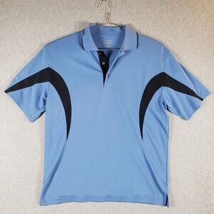 Roundtree & Yorke Performance Polo Men's Large Blue Striped Golf Shirt Sport